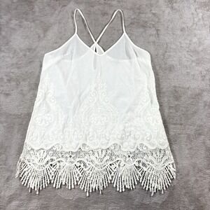 Anthropologie Acemi Women's White Lace Dainty Cottage Coquette Tank Top Size Med